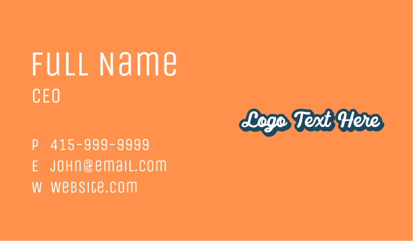 Retro Cursive Wordmark Business Card Design Image Preview