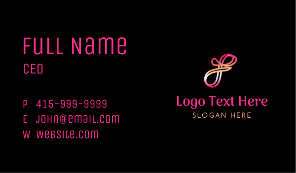 Gradient Cursive Letter F Business Card Design Image Preview