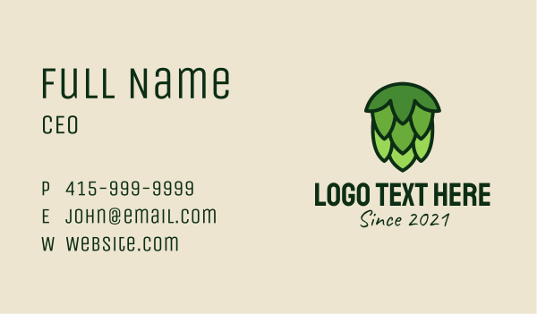 Green Hops Plant  Business Card Design Image Preview