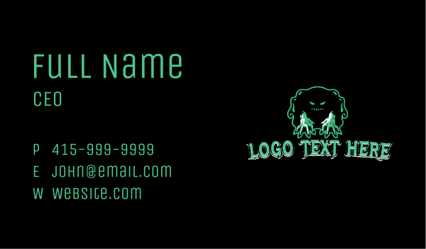 Scary Monster Mascot Business Card Design Image Preview