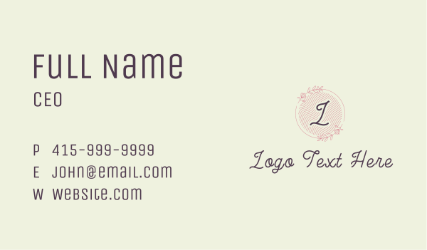 Pink Floral Letter Business Card Design Image Preview