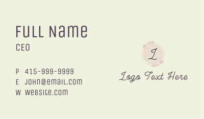 Pink Floral Letter Business Card Image Preview