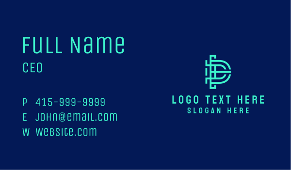 Letter PD Cryptocurrency Business Card Design Image Preview
