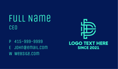Letter PD Cryptocurrency Business Card