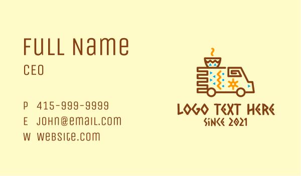 Tribal Coffee Truck  Business Card Design Image Preview