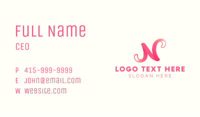 Pink Tail Letter N Business Card