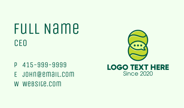 Green Tennis Ball Chat Business Card Design Image Preview