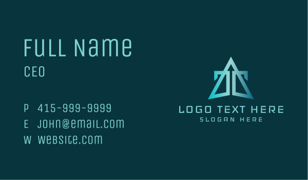 Blue Geometric Letter T  Business Card Design Image Preview