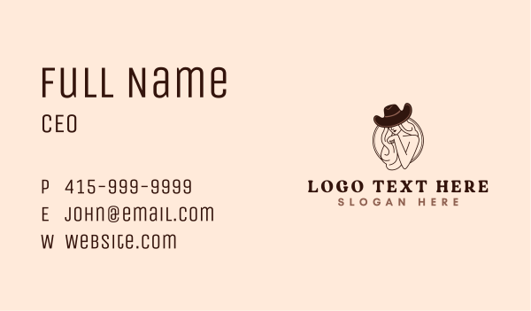 Western Cowgirl Hat Business Card Design Image Preview