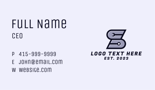 Wrench Tool Letter S Business Card Design Image Preview