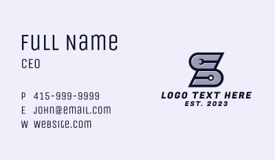 Wrench Tool Letter S Business Card Image Preview