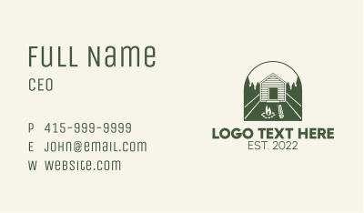 Campfire Log Cabin Business Card Image Preview