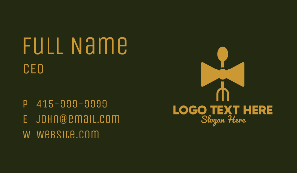 Gold Bow Tie Restaurant   Business Card Design Image Preview