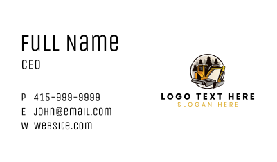 Backhoe Digging Machine Business Card Image Preview