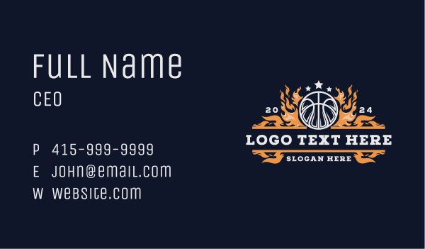 Fiery Basketball Sports Flame Business Card Design Image Preview