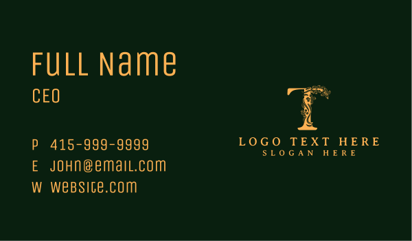 Floral Elegant Boutique Letter T Business Card Design Image Preview
