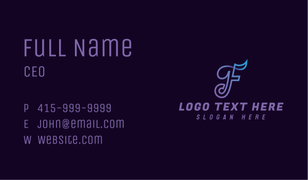 Modern Digital Letter F Business Card Design Image Preview