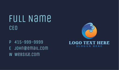 Ocean Wave Letter C Business Card Image Preview