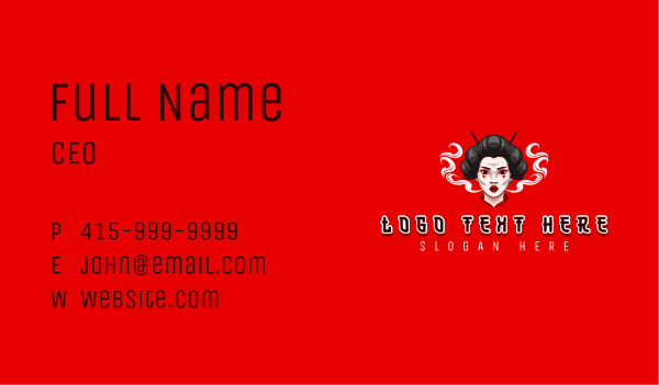 Geisha Smoke Vape Business Card Design Image Preview