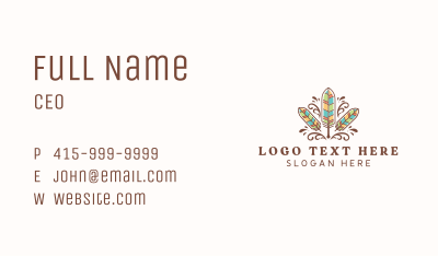 Boho Feather Quill Pen Business Card Image Preview