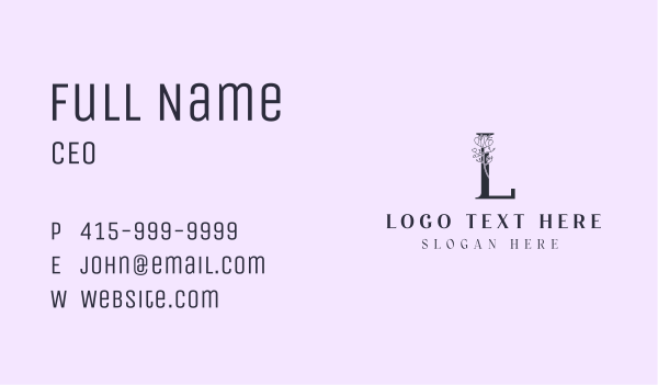 Organic Flower Letter L Business Card Design Image Preview