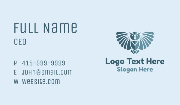 Blue Owl Symmetric Business Card Design
