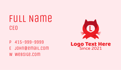 Ribbon Cat Head  Business Card Image Preview