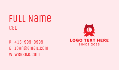 Ribbon Cat Head  Business Card Image Preview