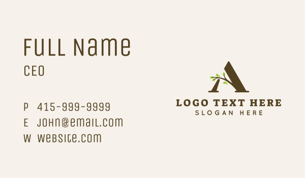 Leaf Branch Letter A Business Card Design Image Preview