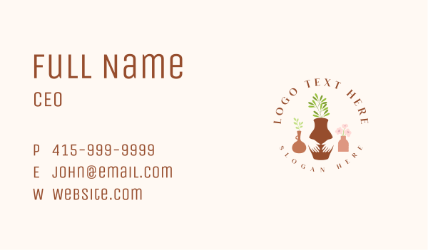 Artisan Pottery Vase Business Card Design Image Preview