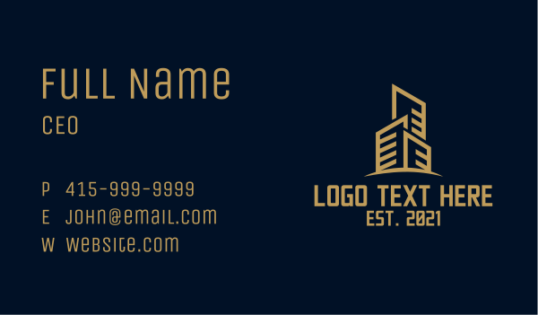 Gold Tower Property  Business Card Design Image Preview