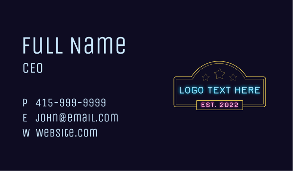 Neon Club Signage Business Card Design Image Preview
