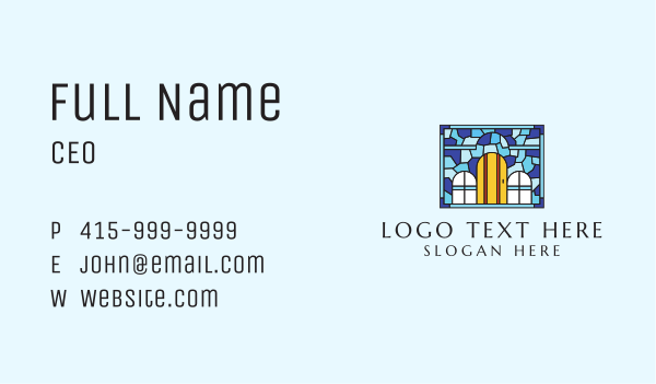Decorative House Stained Glass Business Card Design Image Preview