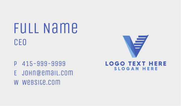 Blue Letter V Staircase Business Card Design Image Preview