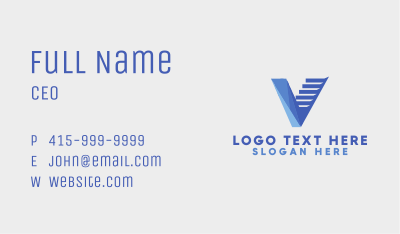 Blue Letter V Staircase Business Card Image Preview
