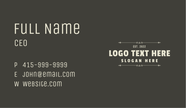 Classic Casual Wordmark Business Card Design Image Preview