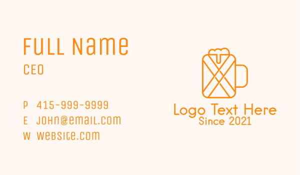 Orange Beer Mug  Business Card Design Image Preview