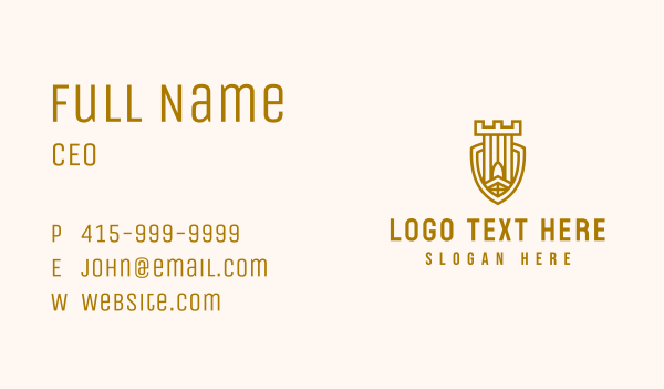 Castle Defense Shield Business Card Design Image Preview