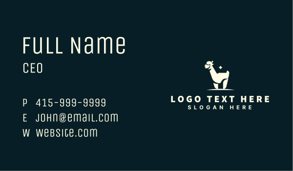 Alpaca Llama Wildlife Business Card Design Image Preview