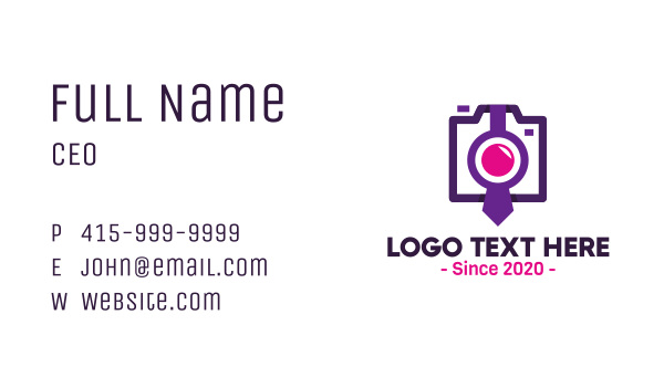 Violet Tie Photographer Business Card Design Image Preview