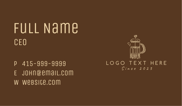 French Press Coffee  Business Card Design Image Preview
