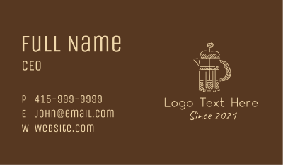 French Press Coffee  Business Card