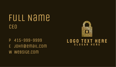 Gold Maze Padlock Business Card Image Preview