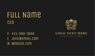 Shield Crown Leaf Royalty Business Card Image Preview