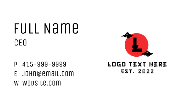 Japanese Cloud Letter Business Card Design Image Preview