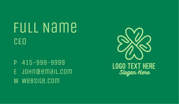Green Heart Clover  Business Card Design Image Preview