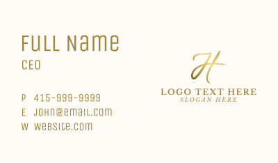 Elegant Script Letter H Business Card Image Preview