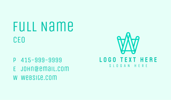 Geometric Green Letter W  Business Card Design Image Preview