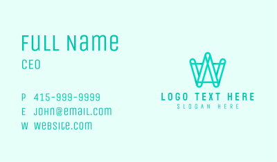 Geometric Green Letter W  Business Card Image Preview