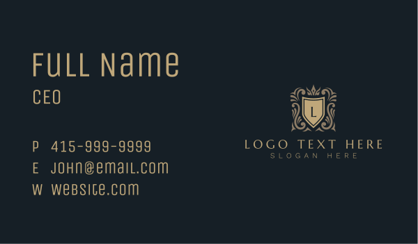 Crown Shield Royal Crest Business Card Design Image Preview
